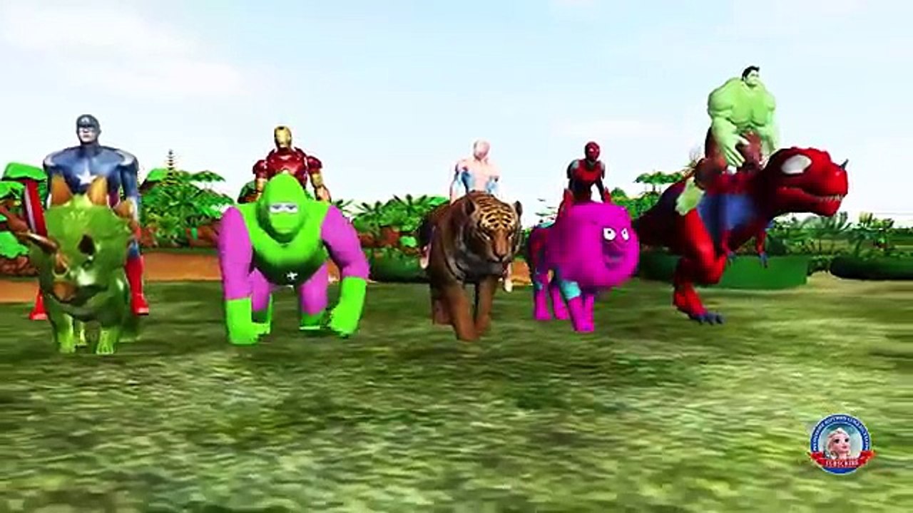 Captain america colors 3d rhymes animation cartoon - Dinosaurs finger family nursery Rhymes for Kids