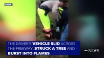 Good Samaritans Rescue Man Trapped in Burning Car-McGCZVT2I0g