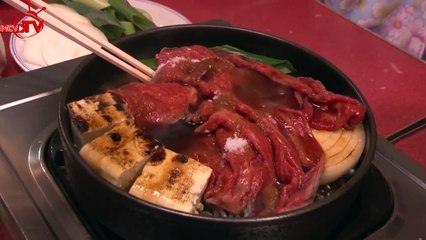 Sukiyaki - beef dip Japanese raw egg makes Uranus salivate because cravings