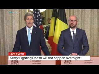 US Secretary of State holding press conference with Belgian PM