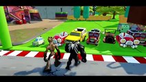 Spiderman & Venom meet Groot & play with Disney Pixar Cars Tow Mater   Nursery Rhymes Compilation  2