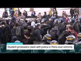 Student protesters clash with police over labour reforms in France