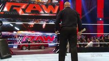 WWE RAW Brock Lesnar destroys J&J Security's prized Cadillac- Raw, July 6, 2015