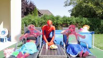 Frozen Elsa and Annas SUNBURN Spiderman vs Joker! Superhero in Real Life movie