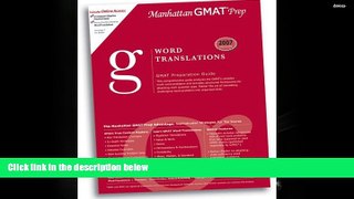 Read  Word Translations GMAT Preparation Guide (Manhattan GMAT Preparation Guide: Sentence