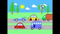 Learn to count numbers 1 to 5 with cars - vehicles- kids, babies,toddlers, preeschool,ten song