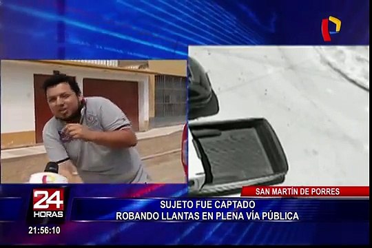 Cámaras captan a sujeto robando llantas en San Martín de Porres