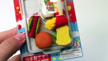 Eraser kit Burger Hot Dog Chips shaped Erasers Iwako Erasers Kutsuwa ハッピーキチンハンバーガ by Lababymusica
