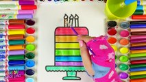 Learn Colors for Kids and Paint Color Birthday Cake Coloring Pages