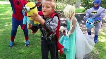 Princess & Superhero CARPOOL RIDE DANCE PARTY! Spiderman Frozen Elsa Batman Superman Captain America