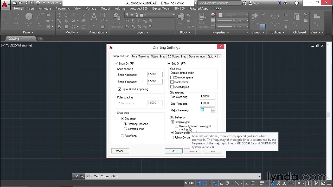 40 Using Grid and Snap (AutoCAD 2016 Essential Training)
