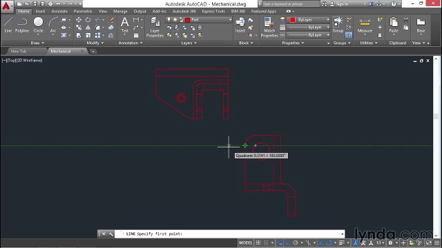 48 Employing object-snap tracking (AutoCAD 2016 Essential Training)