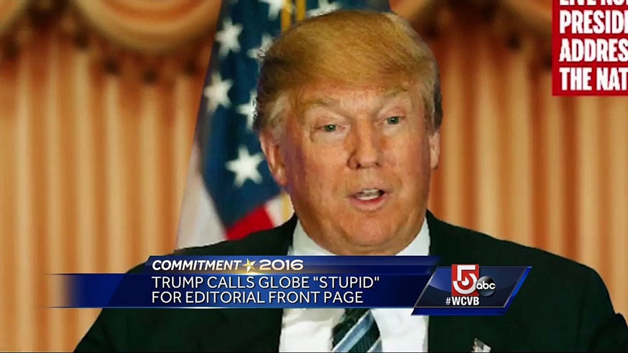 Boston Globe's satirical front page of Donald Trump making