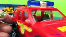 Justkidz Mighty Wheels Firefighter set - Fire marshall truck with trailer & fire engine