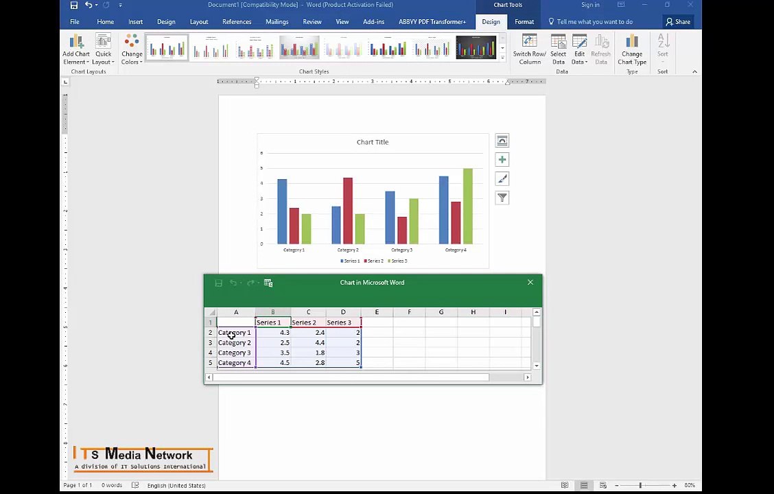 How to make chart in Word 2016