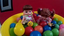 Twin Baby Girls Playing Ball Pit Baby Doll Bath Time & Learn Colors BABY DOLL