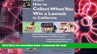 [PDF]  How to Collect When You Win a Lawsuit in California(5th Edition) Robin Leonard Pre Order