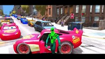 SPIDERMAN COLORS GREEN! Nursery Rhymes & Disney Pixar Cars Lightning McQueen SUPERHERO MOVIE!
