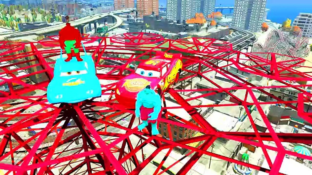 Red and Blue Hulk Disney cars Lightning McQueen & Dinoco King 43 Children s Songs Nursery Rhymes