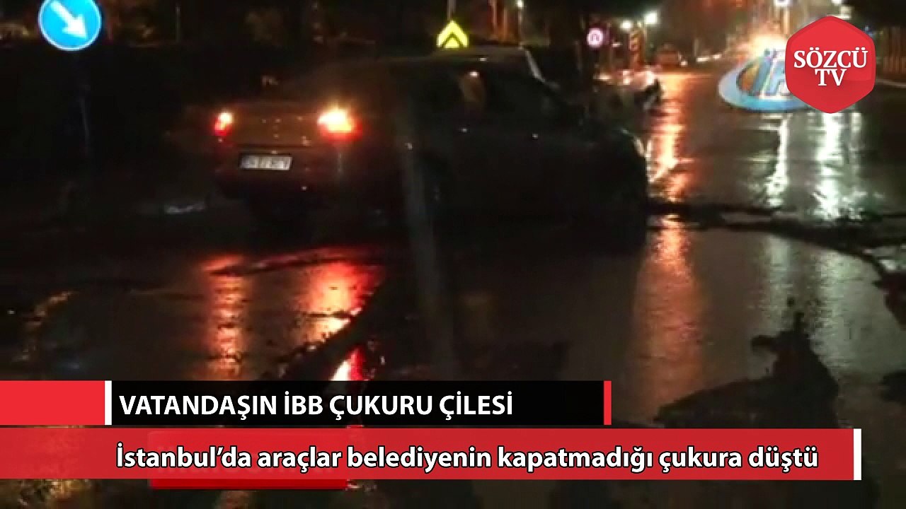 İstanbul’da araçlar belediyenin kapatmadığı çukura düştü
