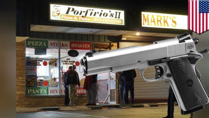 피자가게에 들이닥친 강도들, 피자가게 손님의 총에 맞고 사망