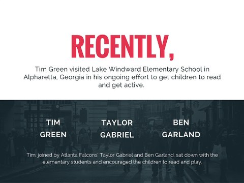 Tim Green and Atlanta Falcons Team Up For Play 60/ Read 20
