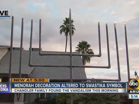 Family’s menorah vandalized and turned into swastika in Chandler