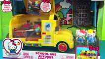 Hello Kitty School bus playdoh peppa pig george pig disney princess elsa police officer toddler toys
