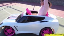 Pink Power Wheels! Pink Ride-On Cars. Disney Doc McStuffins and Corvette Stingray Playtime