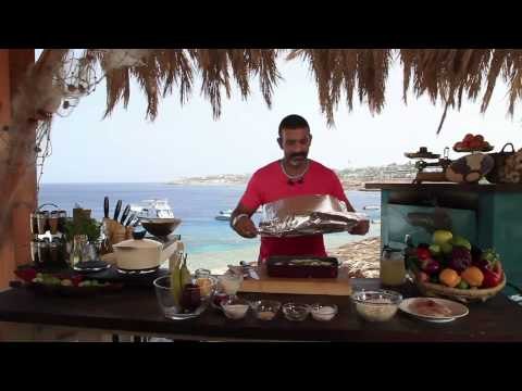 سمك قاروص بالزيت و الليمون - سلاطة فواكة | شبكة وصنارة حلقة كاملة