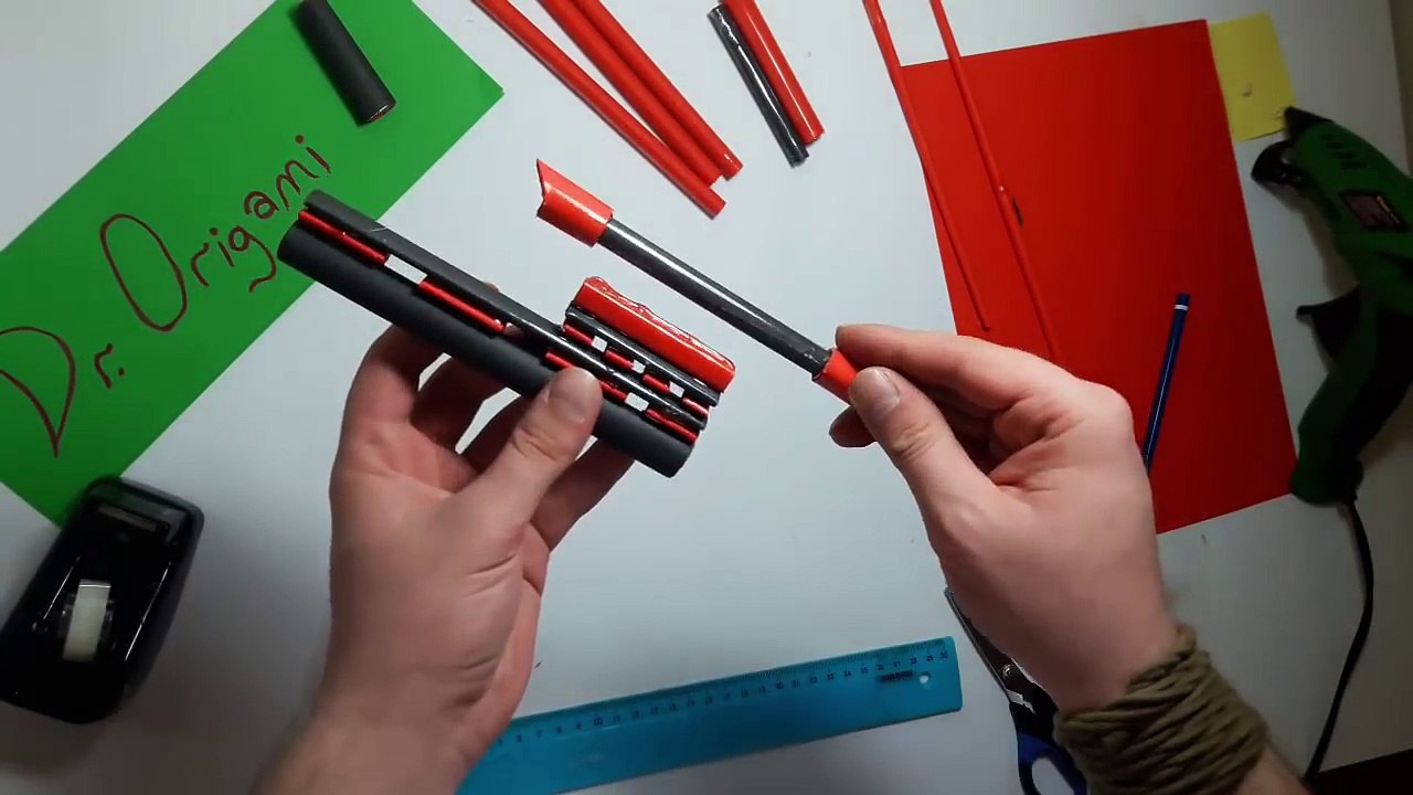 DIY- How to make a paper 'CROW GUN' That shoots paper bullets-Toy Weaponsi