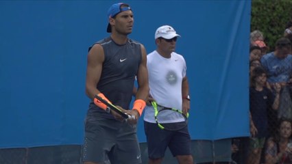 Rafael Nadal's 1st Practice at the Brisbane International. 2 Jan 2017