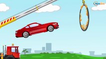 The Police Car and The Racing Car with Construction Trucks on the road. Kids Cartoon Episode 66