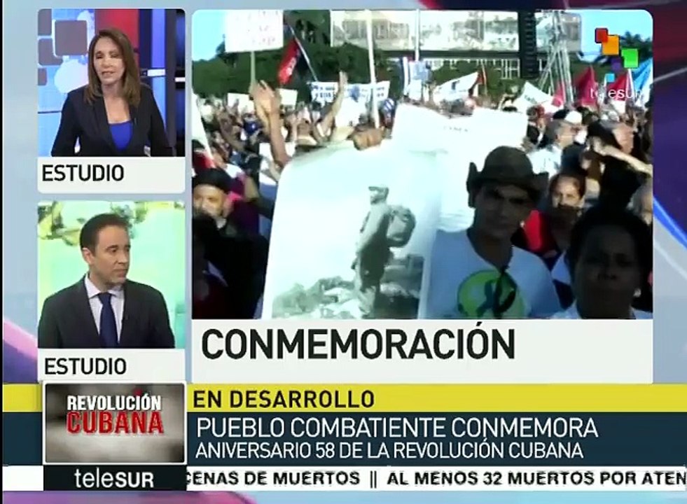 Cubanos corean el nombre de Fidel Castro en festejo de la Revolución