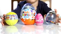 4 different Surprise Eggs Barbie Egg, Toy Story Egg, Kinder Surprise Maxi Christmas, Spider Man Egg