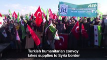 Turkish humanitarian convoy takes supplies to Syria border-eV3wjP5S6g8