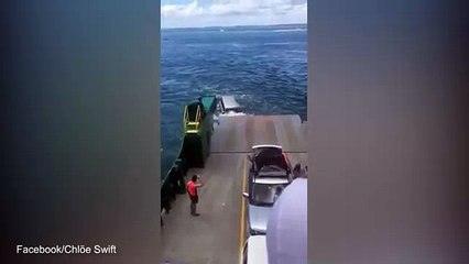 Backpackers 4WD rolls off car ferry in Queensland