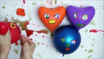 5 FACES WET BALLOONS COMPILATION FUNNY HEARTS WATER BALLOON FINGER SONG LEARN COLOURS COLLECTION