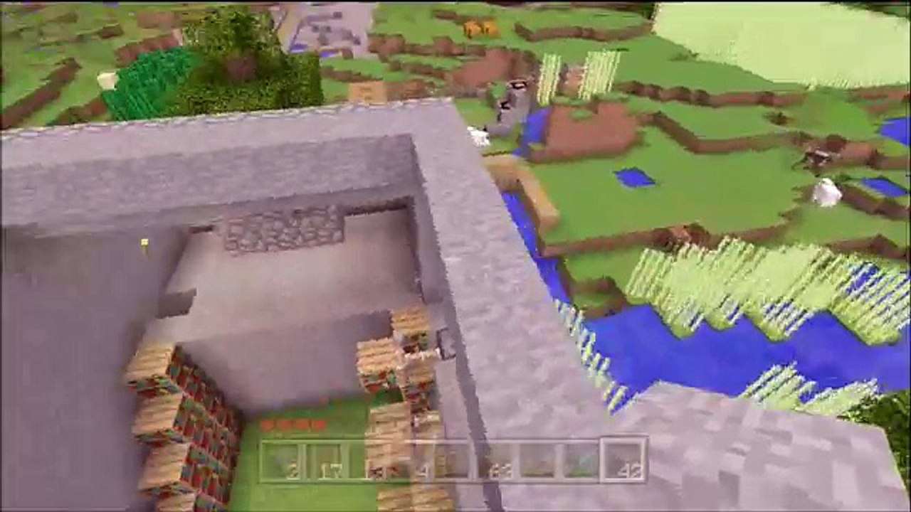 Minecraft for Xbox 360 #64 - 360 Diamond Sword Creeper Trick Shot, Finishing my House