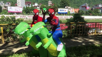 T-rex vs Spider-Man & Hulk & Captain vs pokemon - Real life superhero movie