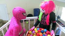 Joker vs Joker Girl! w/ Pink Spidergirl & Batman - Spiderman vs T Rex - Funny Superheroes :)