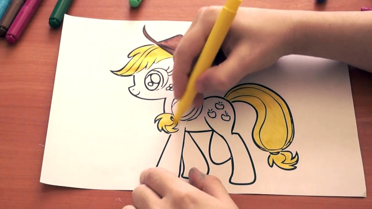 My Little Pony New Coloring Pages for Kids Colors Applejack Coloring colored markers felt pens