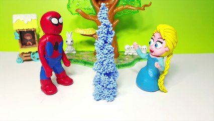 Spiderman SQUISHED by Elsa Disney Frozen Stop Motion Spiderman superheroes prank videos