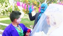 Spiderman Saves Elsa on Wedding Day vs Joker! Maleficent, Anna, Blue Spiderman, Wonder Woman, Prank
