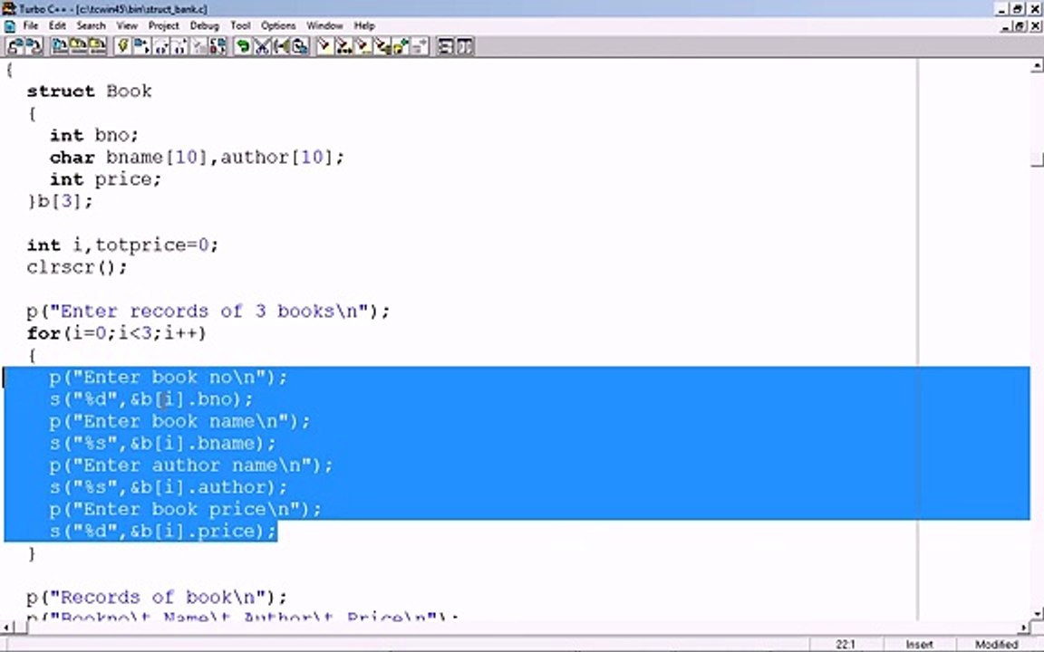 C Programming for Beginners - 13 - Programming C Structures Tutorial - C St