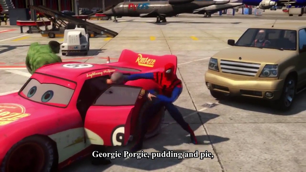 Spiderman Kids Songs || Georgie porgies || Hulk and Spider-man meets Disney Cars