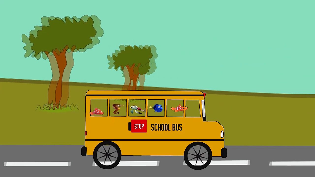 Wheels on the bus go round and round song Finding Nemo English | Nursery Rhymes for Kids