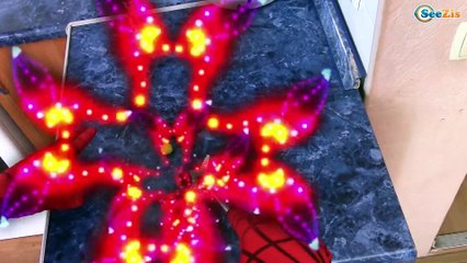 Spiderman turns into Zombie? w/ Frozen Elsa & Colored Ball prank Superhero in Real Life