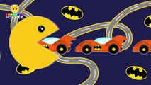 Pacman Eating Colorful Batman Car - Learn Colors with Pacman for Kids - Fun Learning Videos for Kids
