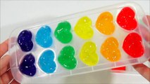 Corazones congelados de jelly slime - Colores del arcoiris